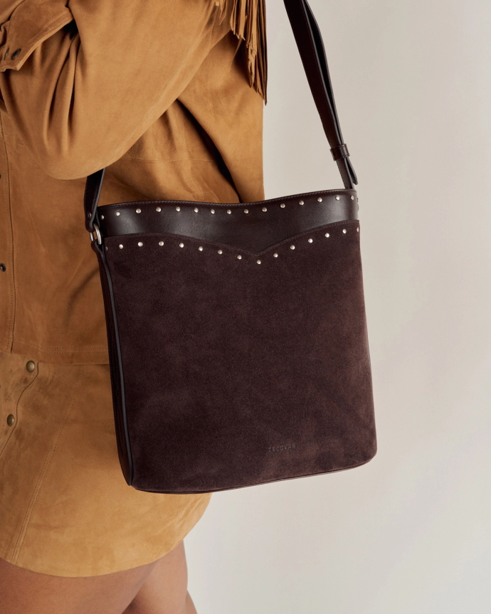 View of Shoulder Bucket Bag - Chocolate