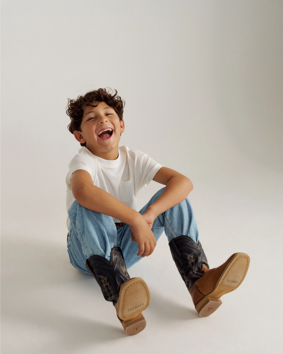 Full view of The Doc Kid - Tan on model