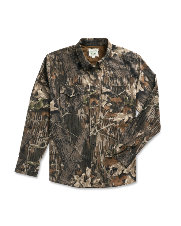 Front view of Men's Tecovas x Mossy Oak Performance Western - Original Break-Up on plain background