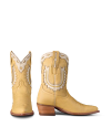 Pair view of The Jolene - Pale Yellow Cowhide on plain background
