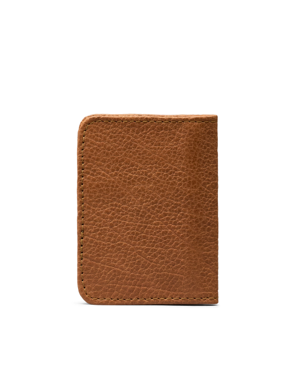 Back view of Bison Bifold Card Case - Tan on plain background