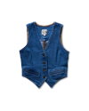 Front of the Women's Denim Vest in the color medium wash with a white background.