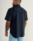 Closeup detail view of Men's Performance Western Pearl Snap SS - Black