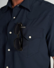 Closeup detail view of Men's Performance Western Pearl Snap SS - Navy
