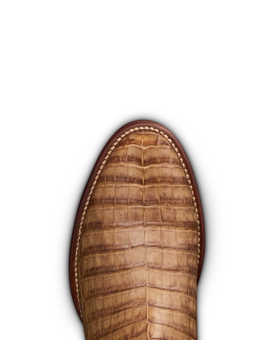 Toe view of The Dean - Toffee Caiman on plain background