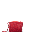 Front view of Horseshoe Topzip Crossbody - Crimson on plain background