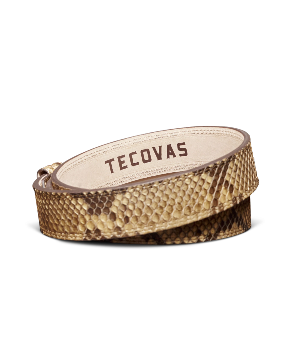 Back view of Women's Python Belt - Natural on plain background