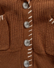 Closeup detail view of Women's Shawl Collar Cardigan Sweater - Tan