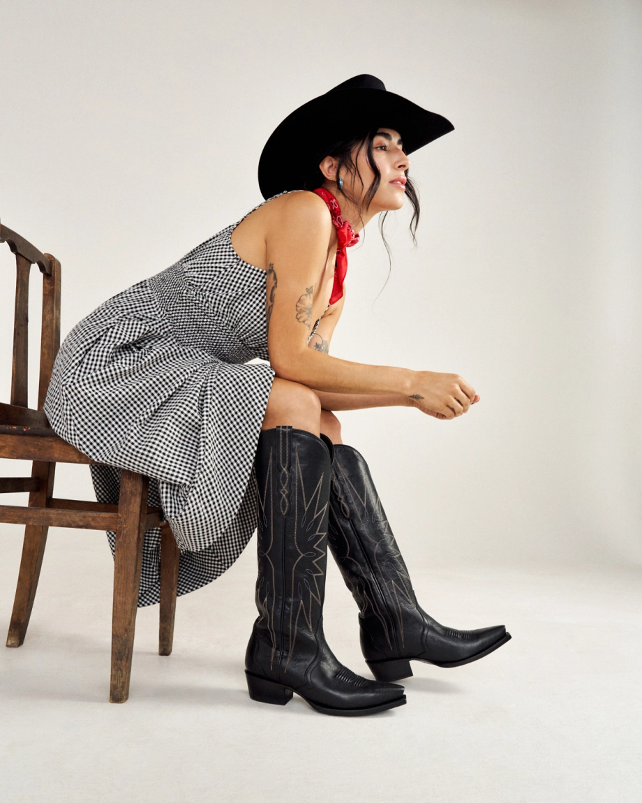 Front view of The Loretta - Midnight on model