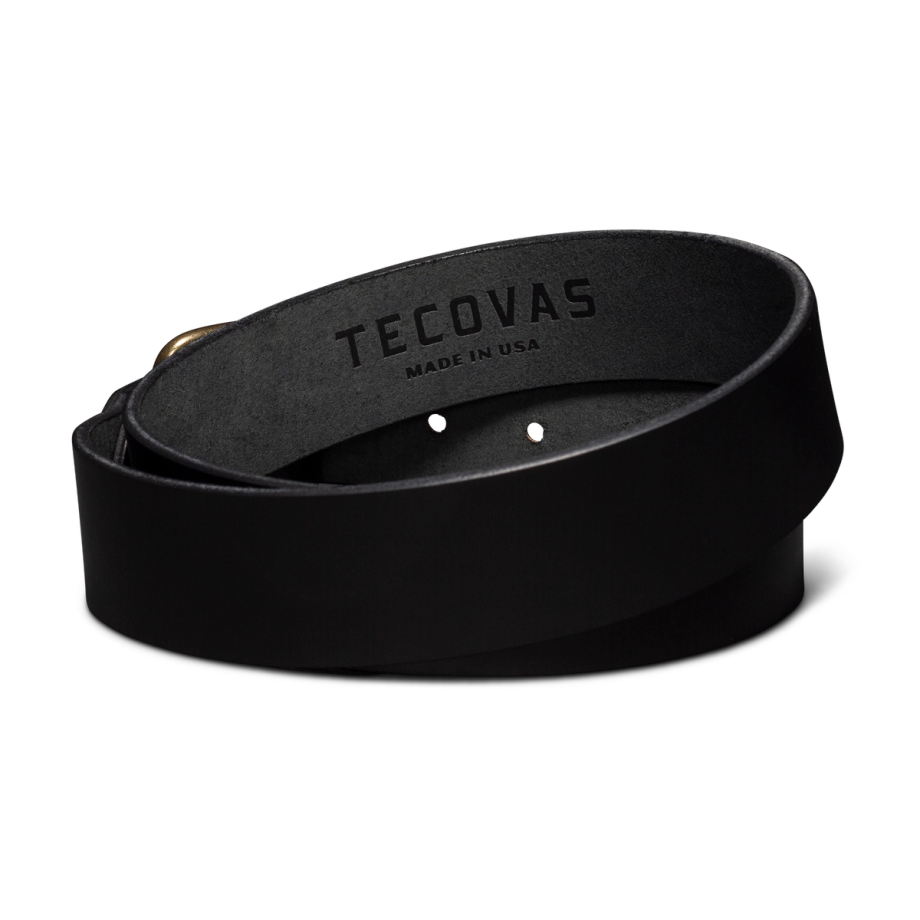 Back view of Harness Leather Belt - Midnight on plain background