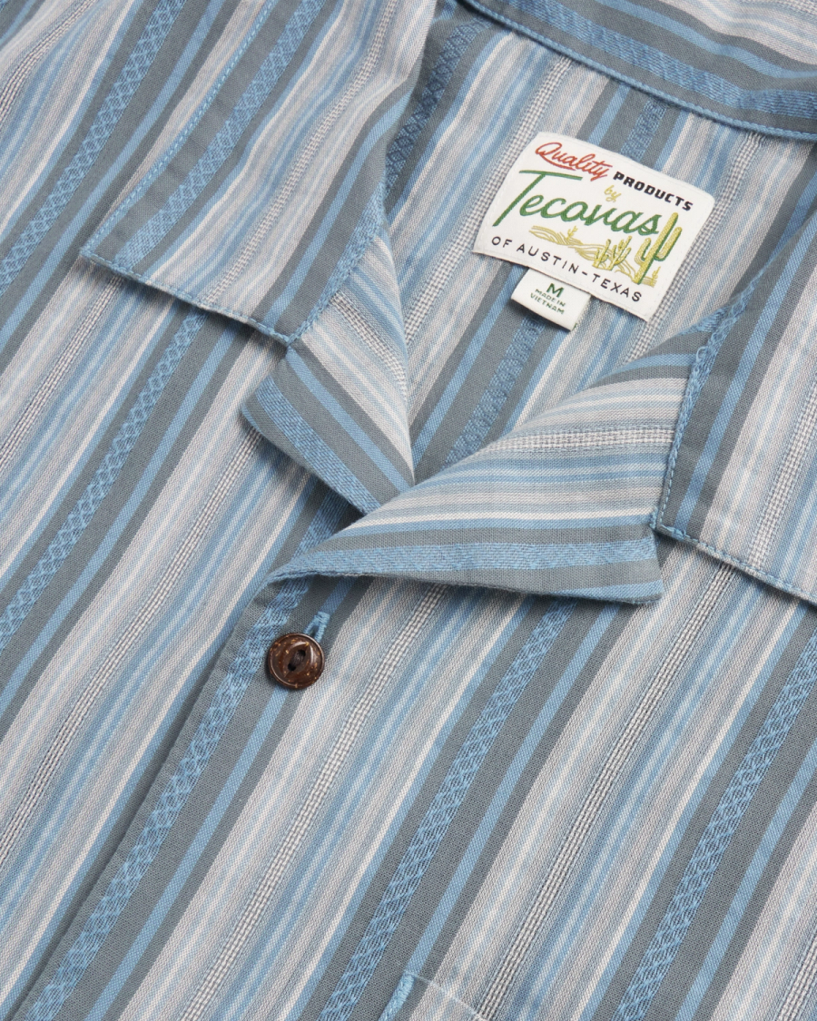 Men's Dobby Camp Shirt - Blue cotton | Tecovas