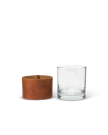 Front view of Leather Rocks Glasses 2 Pack - Brown on plain background