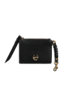 Front view of Women's Keychain Card Case - Black on plain background