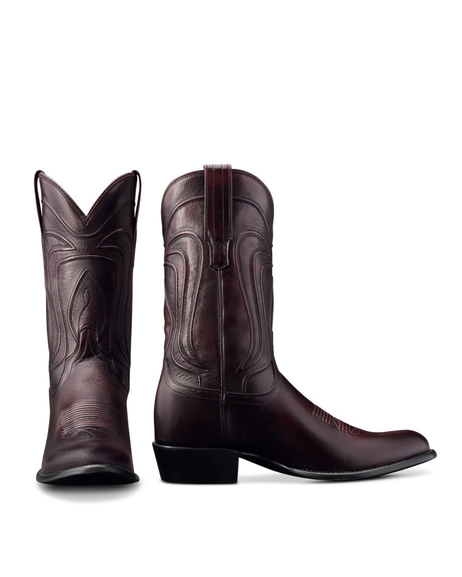 Pair view of The Cartwright - Black Cherry Cowhide on plain background