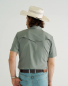 Closeup detail view of Men's Performance Western Pearl Snap SS - Cactus
