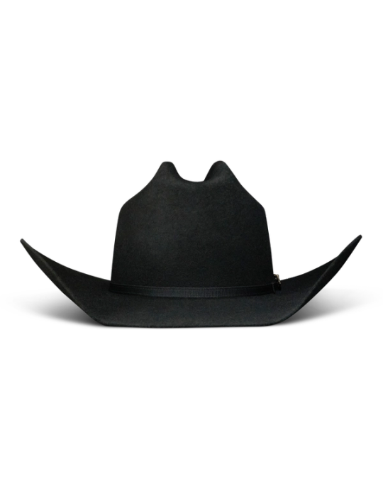 Front view of Cattleman Wool Cowboy Hat - Black on plain background