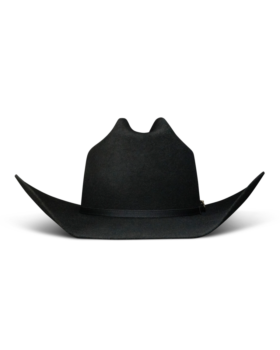 Front view of Cattleman Wool Cowboy Hat - Black on plain background