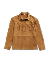 Front view of Women's Suede Shacket - Tan on plain background