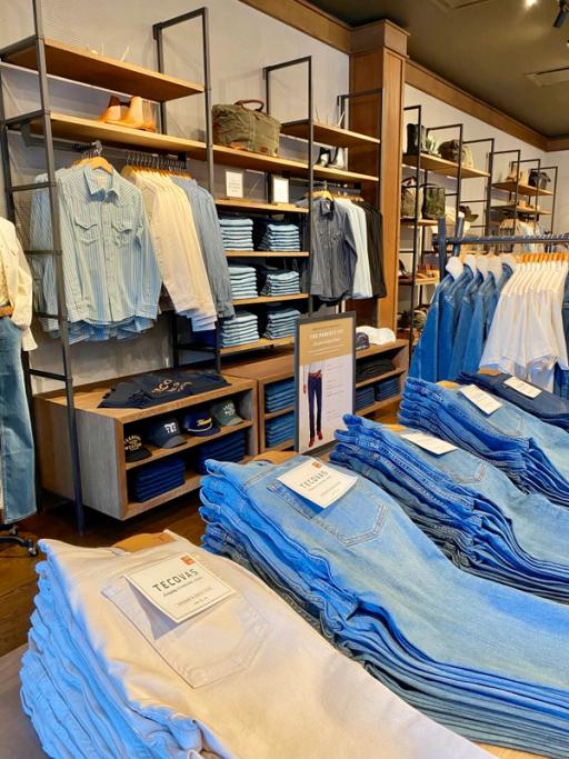 Denim section of the Tecovas store in Southlake Town Square
