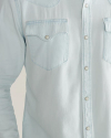 Closeup detail view of Men's Denim Long Sleeve Pearl Snap - Ultra Light