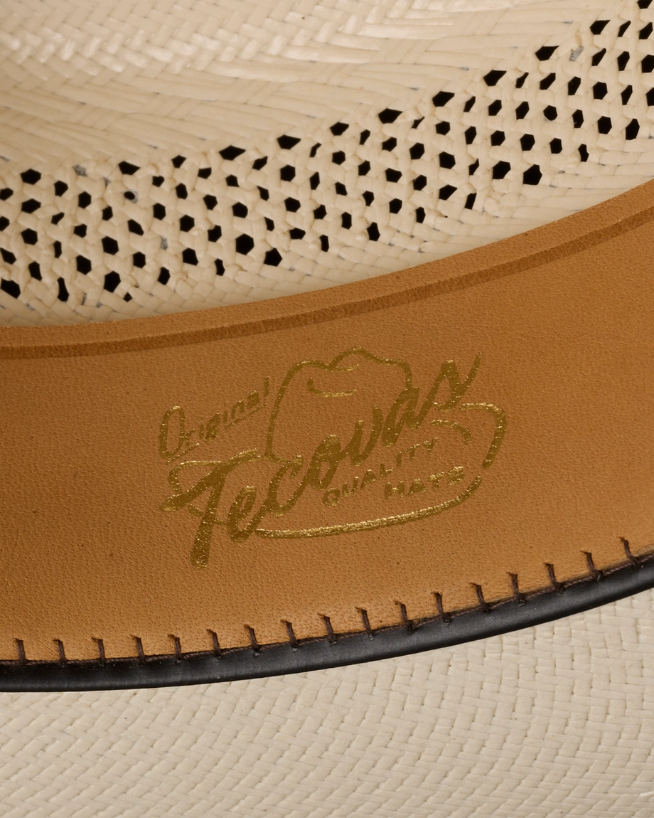 Closeup detail view of Cattleman Straw Cowboy Hat - Natural
