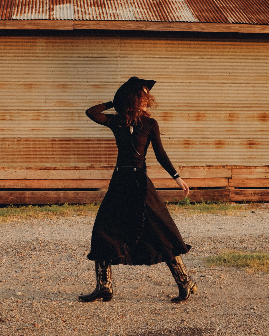 Women's Rodeo Maxi Denim Skirt - Black | Tecovas