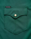 Closeup detail view of Men's Performance Western Pearl Snap LS - Classic Fit - Hunter Green