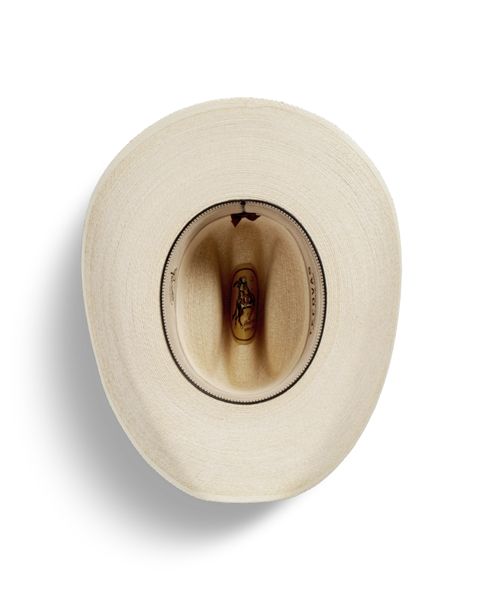 Inside view of Cattleman Palm Cowboy Hat - Natural on plain background
