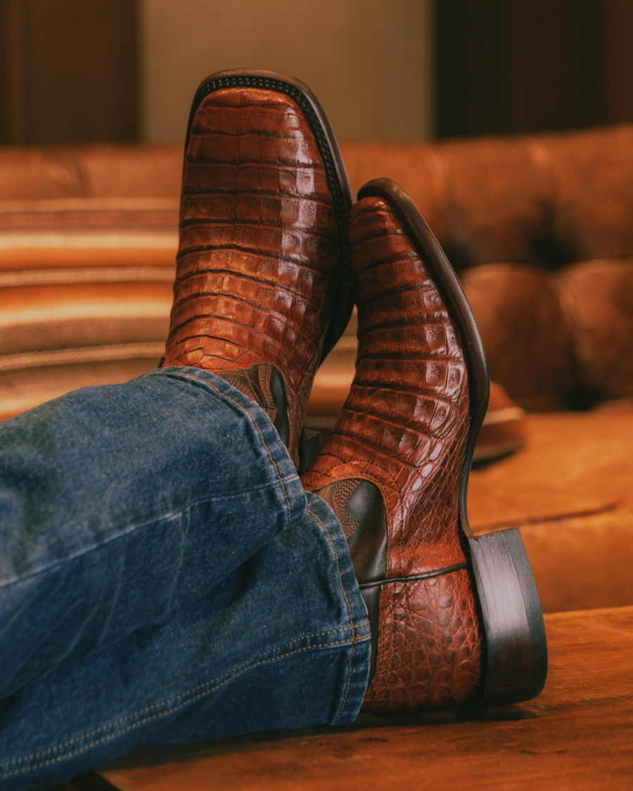 The William in Dark Pecan Caiman - Men's Cowboy Boot | Tecovas The William in Dark Pecan Caiman - Men's Cowboy Boot | Tecovas