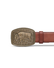 Closeup view of Bison Buckle - Antique Brass