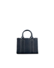 Back view of Mini Leather Satchel - Navy on plain background