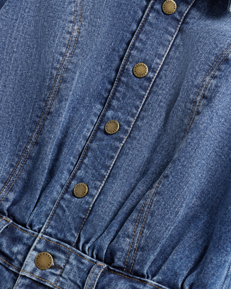 View of Women's L/S Denim Midi Dress - Medium Wash