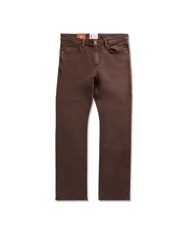 Front view of Men's Slim Straight Stretch Twill - Cafe on plain background