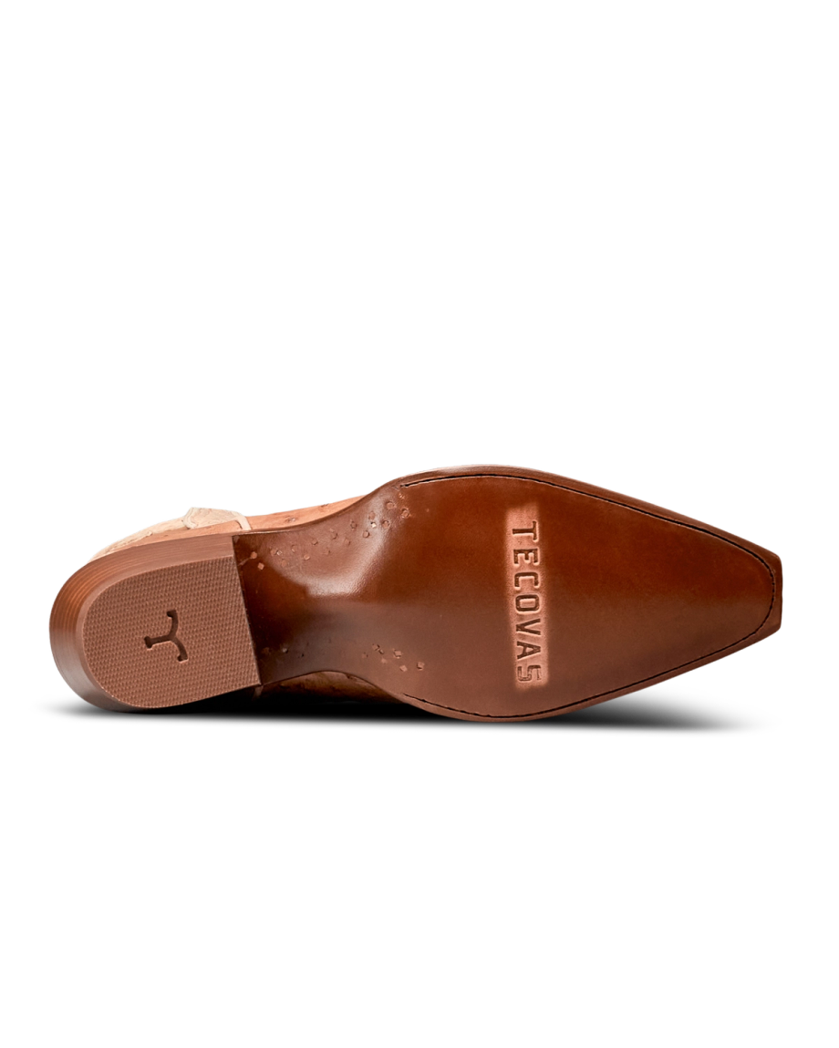 Sole view of Women's Birthday Boot XI - Dune Ostrich/Caiman on plain background