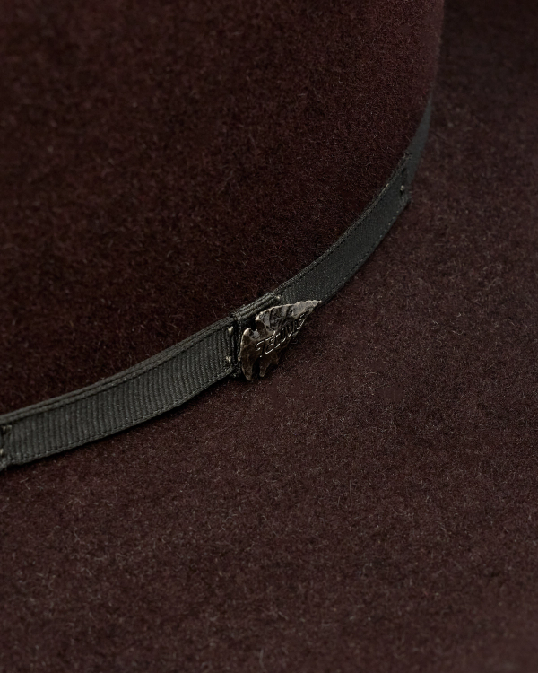 Closeup view of Cattleman Fur Cowboy Hat - Black Cherry