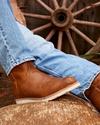 The Knox Wheat Ranch Roper boots in Brown close up
