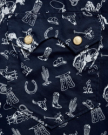 Closeup detail view of Men's Vintage Weight Sawtooth Short Sleeve Pearl Snap - Navy / White