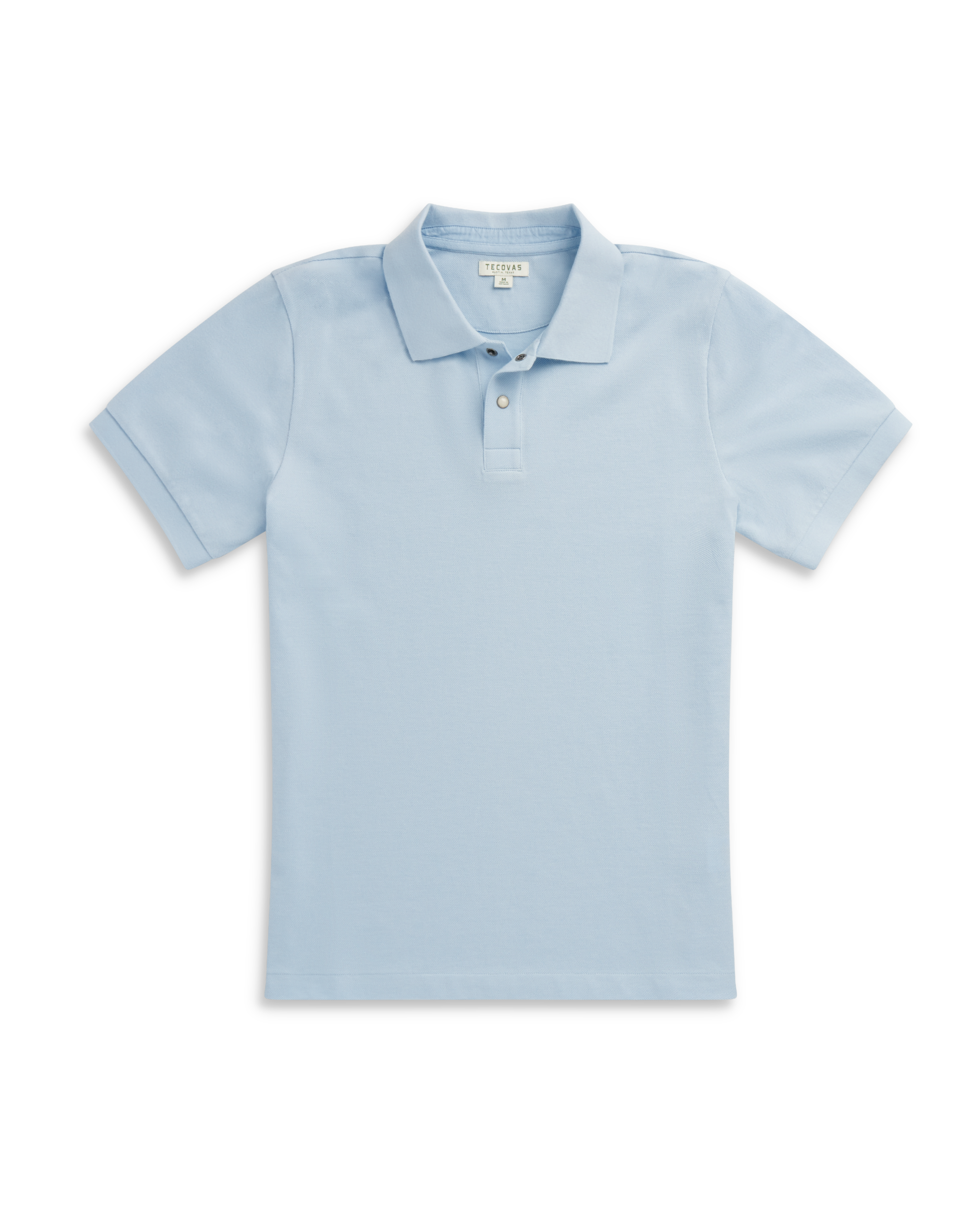 Closeup detail view of Men's Polo Pearl Snap - Sky