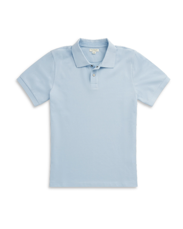 Closeup detail view of Men's Polo Pearl Snap - Sky