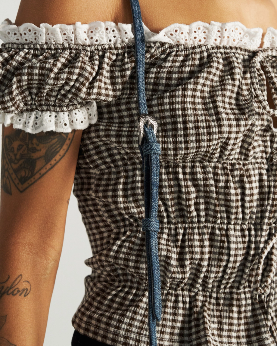 View of Denim Shoulder Bag - Medium Wash