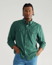Closeup detail view of Men's Performance Western Pearl Snap LS - Hunter Green