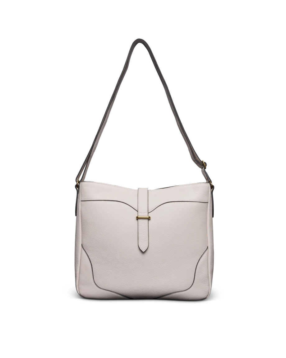 Front view of Women's Sierra Hobo Bag - Antique White on plain background