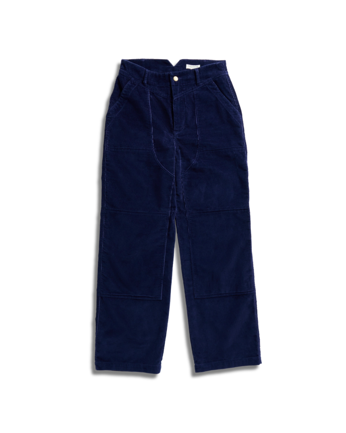 Front view of Women's Corduroy Carpenter Pant - Navy on plain background