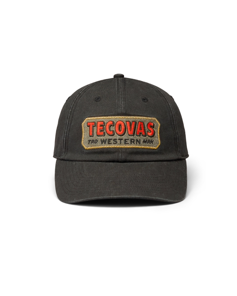 Front view of Rope Badge Dad Hat - Washed Black on plain background