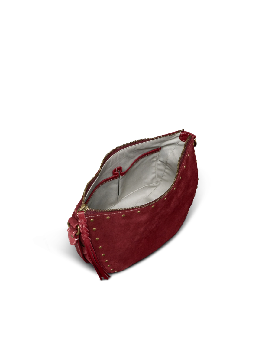 Inside view of Slouchy Shoulder Bag - Cabernet on plain background