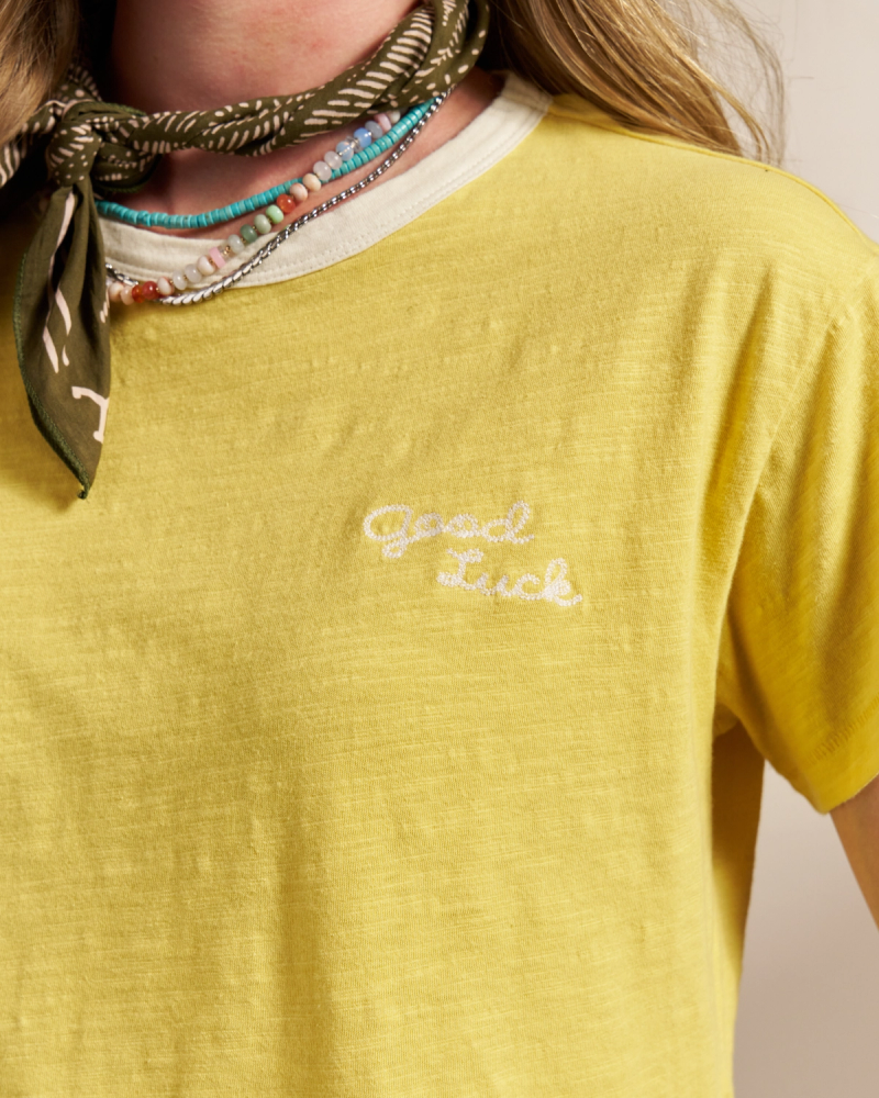 Women's Vintage Ringer Tee - Golden Yellow/Tan | Tecovas