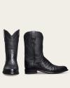 A pair of The Cole, Men's Midnight Caiman roper boots, shown side by side against a plain background.