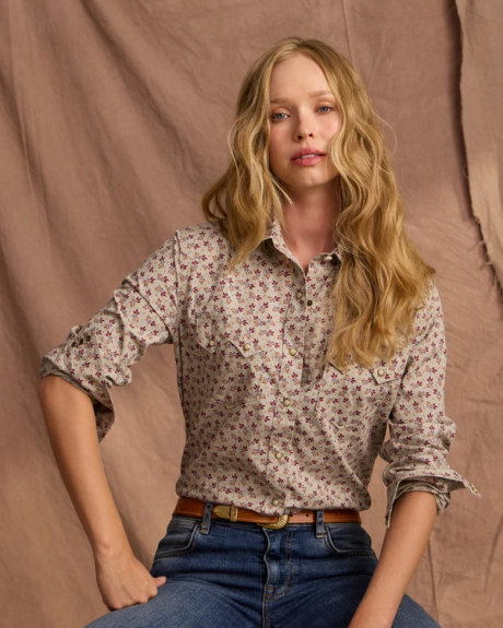 WOMEN'S VINTAGE WEIGHT SAWTOOTH COTTON PEARL SNAP SHIRT