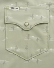 Closeup detail view of Men's Performance Western Short Sleeve Pearl Snap - Desert Sage/Light Sand
