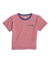 Front view of Women's Vintage Ringer Tee - Dusty Pink/Bluefin on plain background